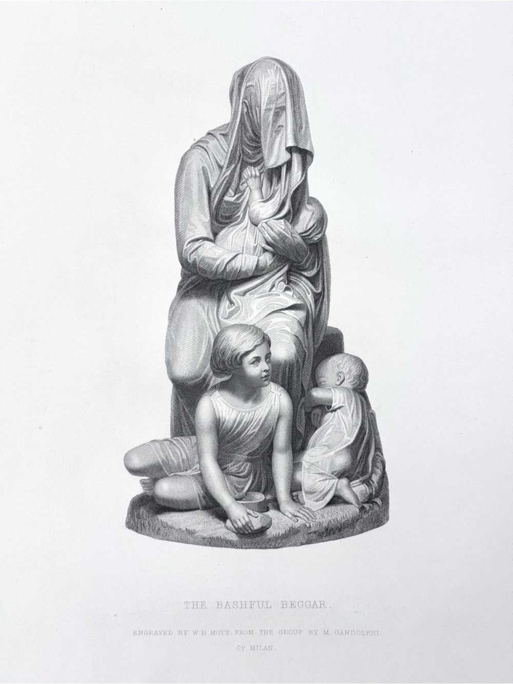 Large Fine Steel Engraving Print - The Bashful Beggar